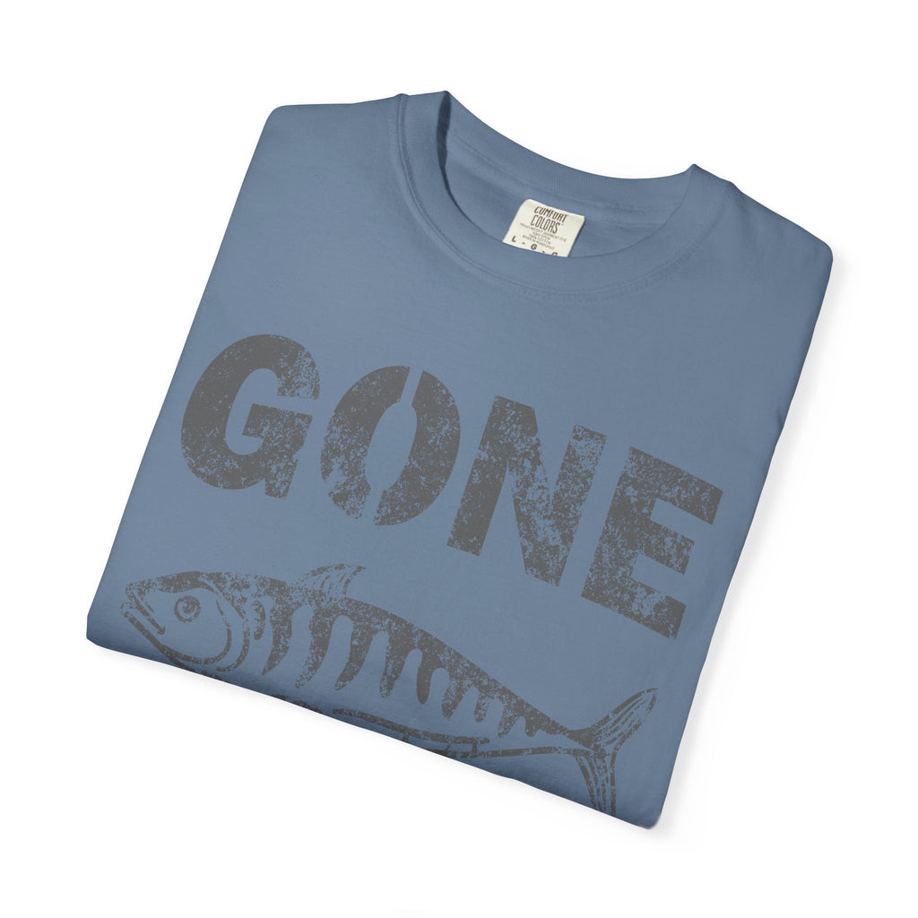 Gone Fishing Design Featuring Fish Graphic Grunge Style T-Shirt - Sinful Threads