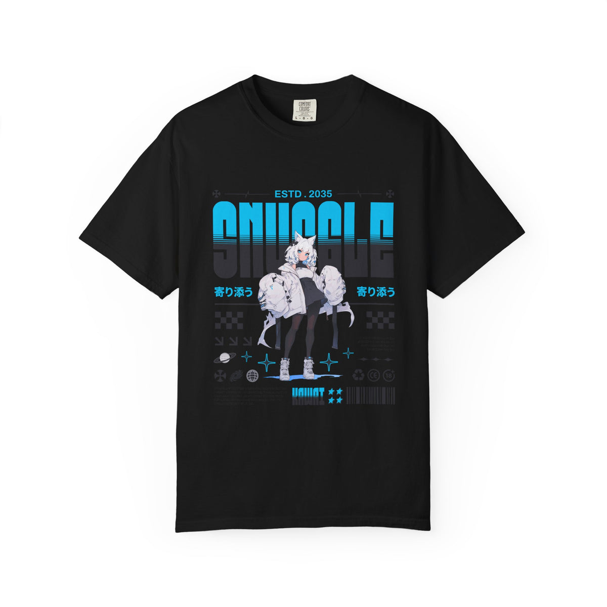 Kawaii Cat Girl Tee - Snuggle Manga Graphic - Cute Gift