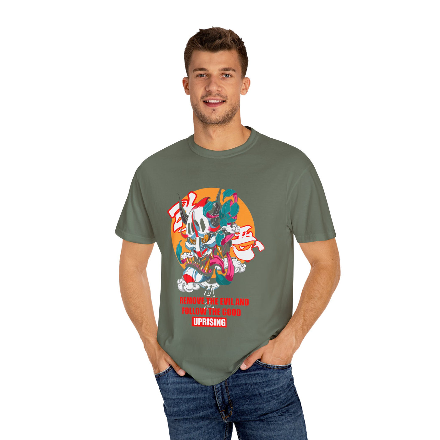 Oni Mask Japanese Demon Tee Uprising Art Streetwear - Sinful Threads