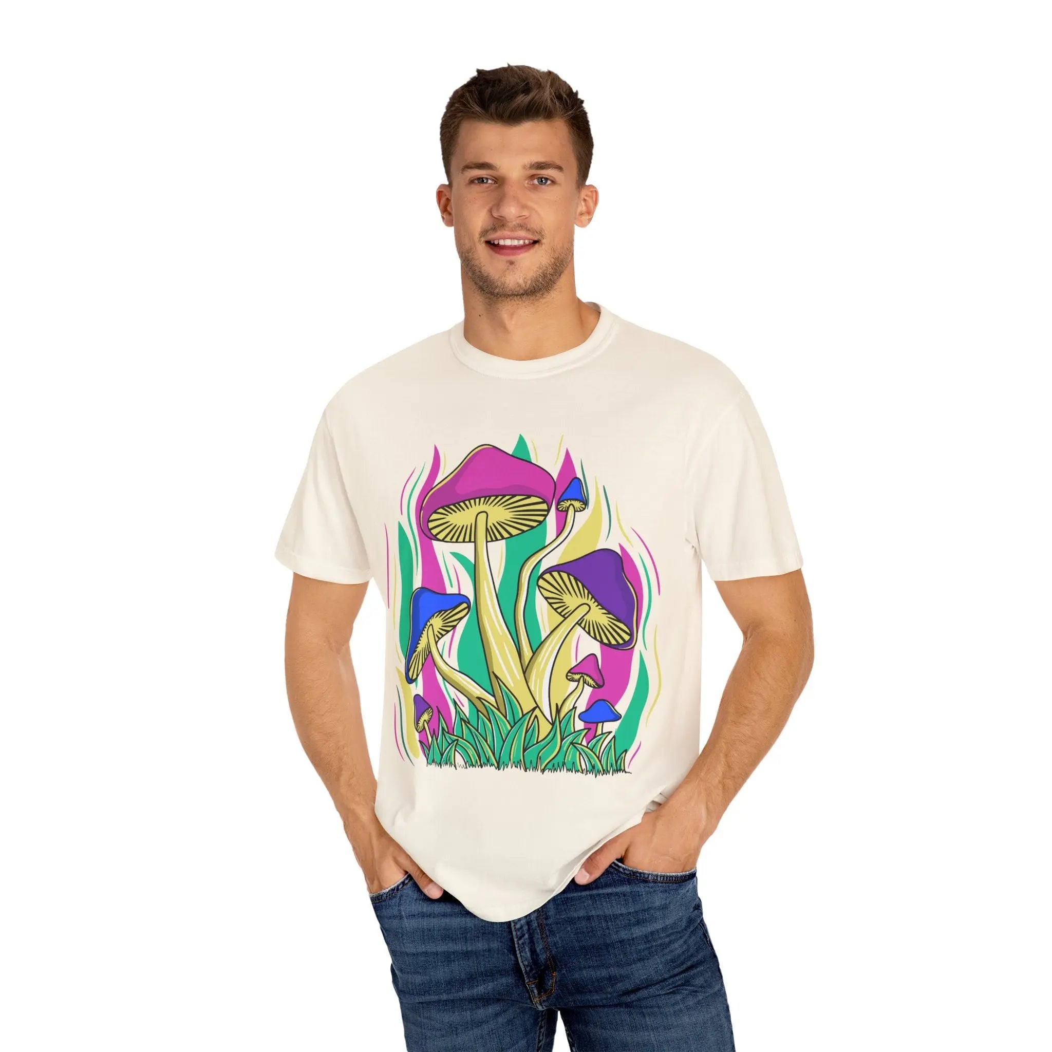 Psychedelic Mushroom Tee - Funky Art Cottagecore - Sinful Threads