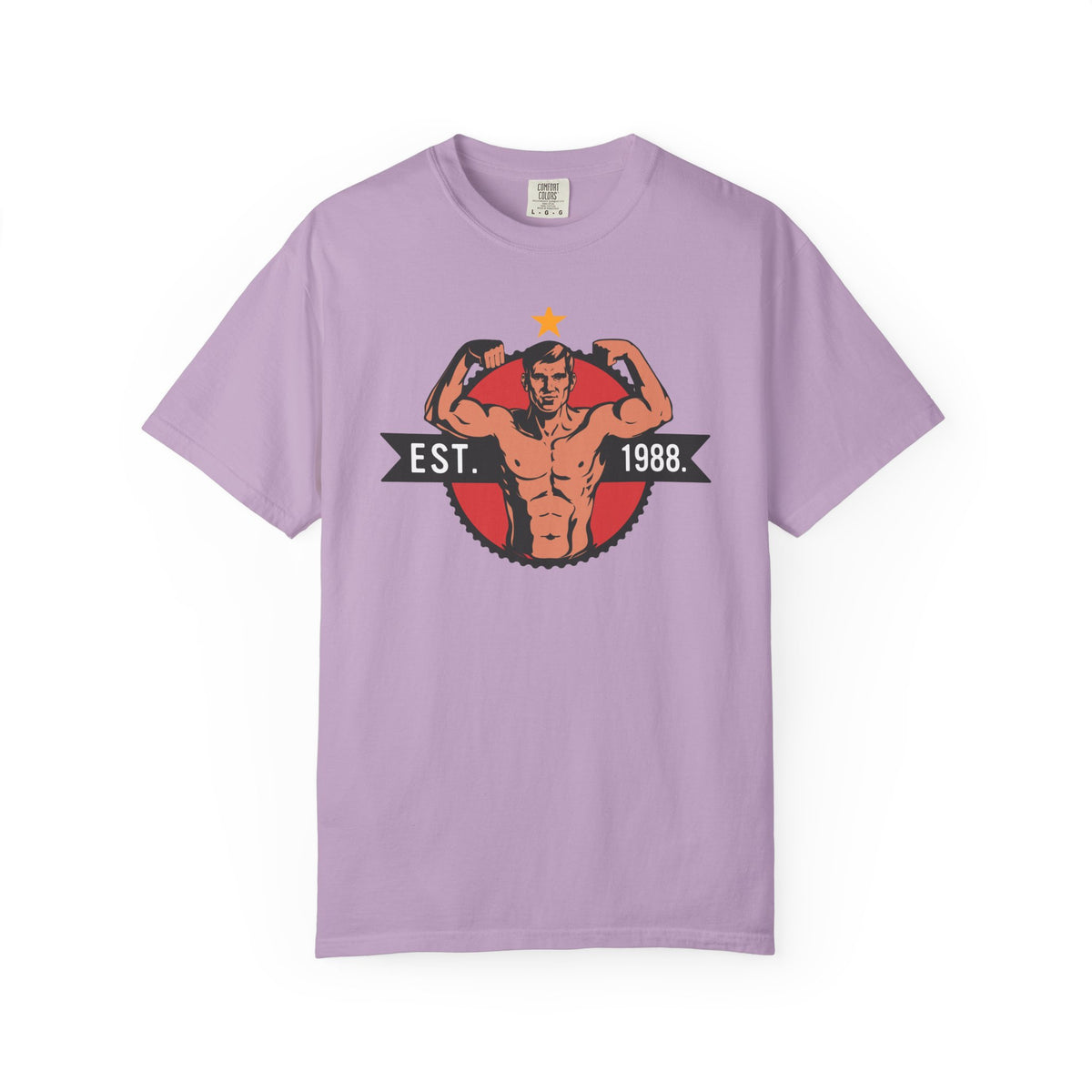 Vintage Bodybuilder Star Emblem Shirt - 1988 Retro Fitness Tee