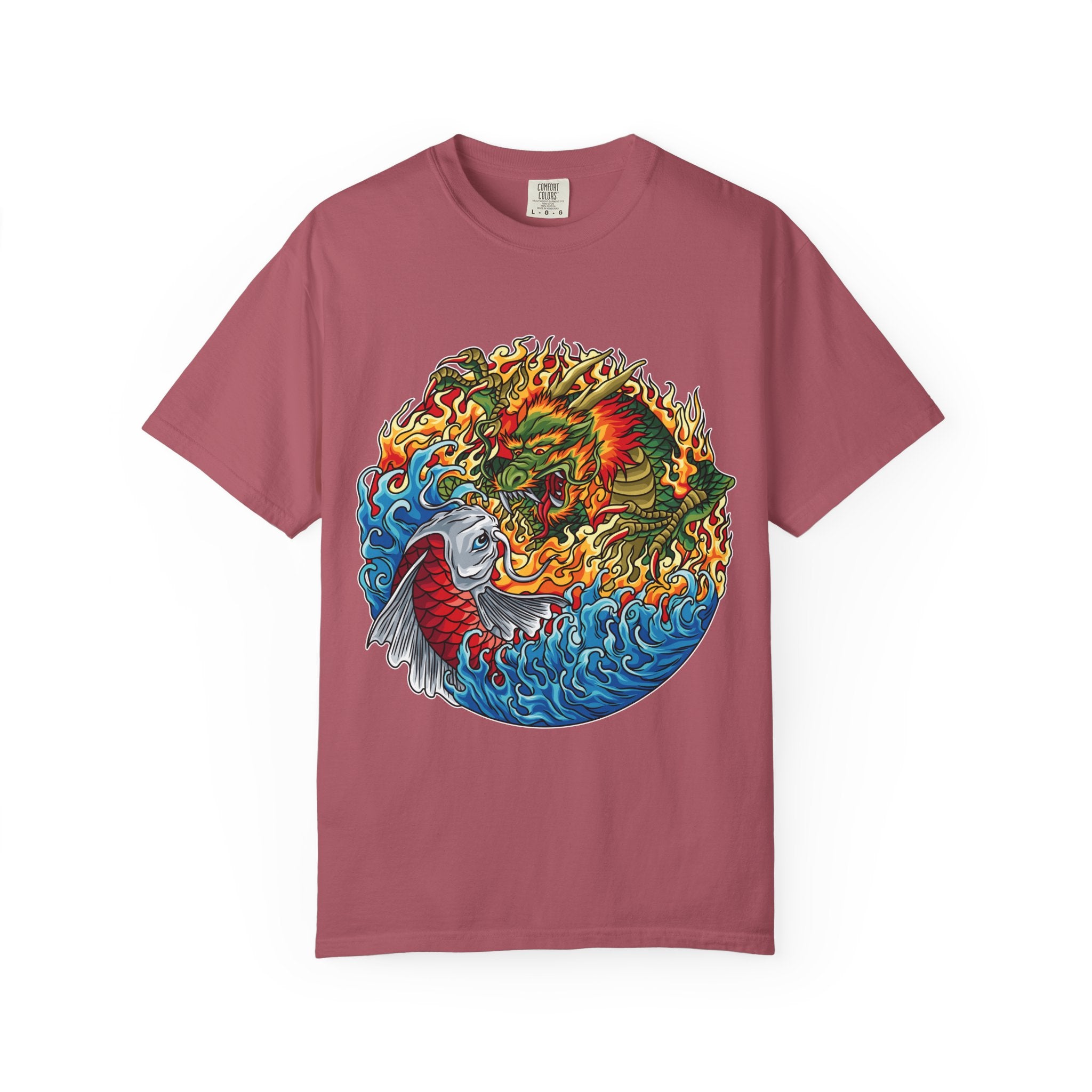 Japanese Dragon Tee - Fire Water Mythical - Koi Art Gift - Sinful Threads