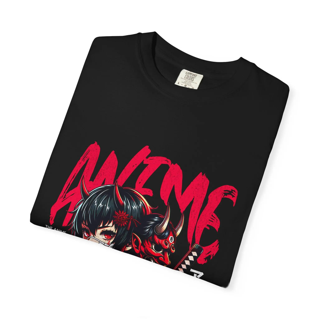 Oni Mask Anime Tee - Katana Demon Girl - Japanese Gift - Sinful Threads