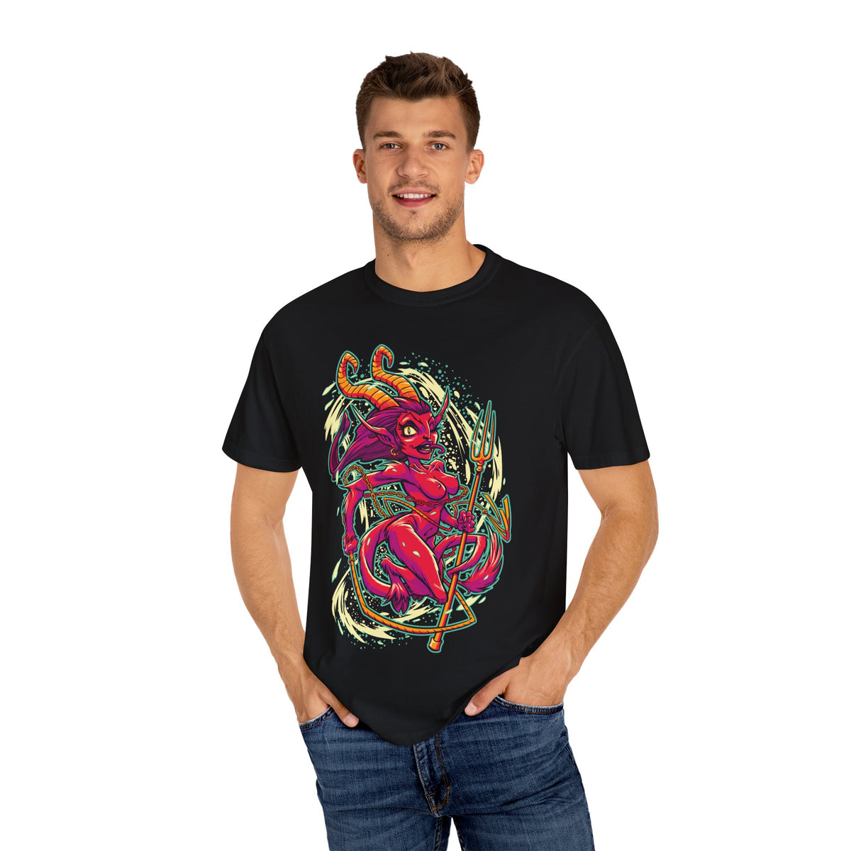 Female Krampus T-Shirt - Cute She Devil Cartoon Tee