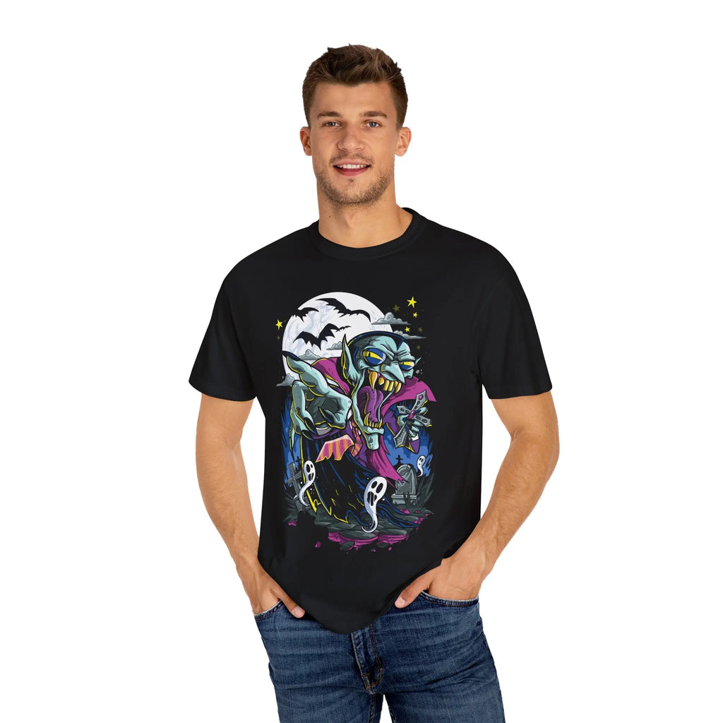 Cartoon Dracula Tee - Funny Vampire Colorful Graphic Shirt - Sinful Threads