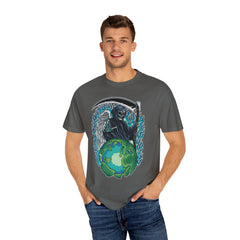 Grim Reaper Tee – Blue Flames Skull Gothic Death Shirt