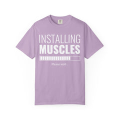 Installing Muscles Please Wait Funny Gym Fitness T-Shirt