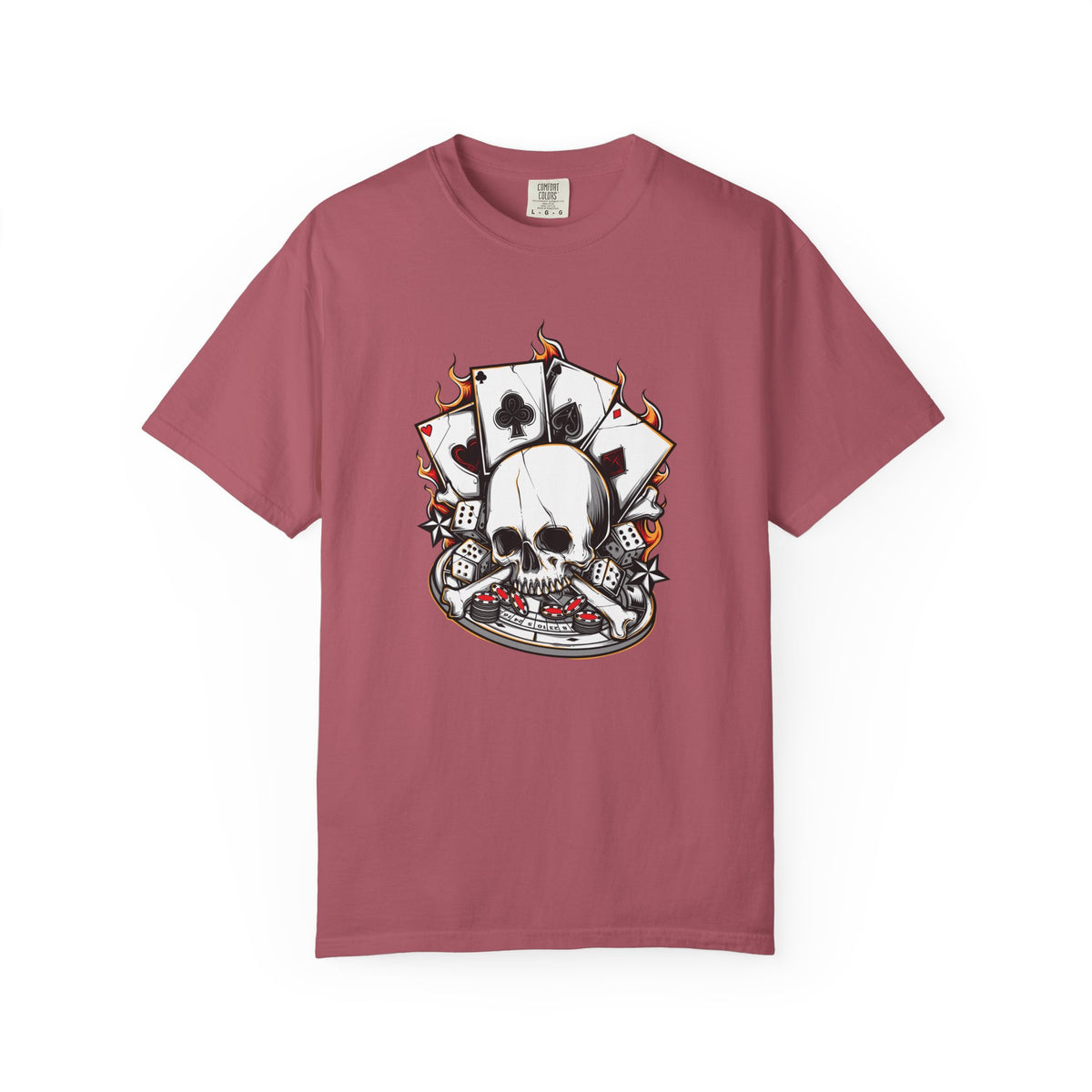 Skull Playing Cards Dice Gambling Casino Design T-Shirt