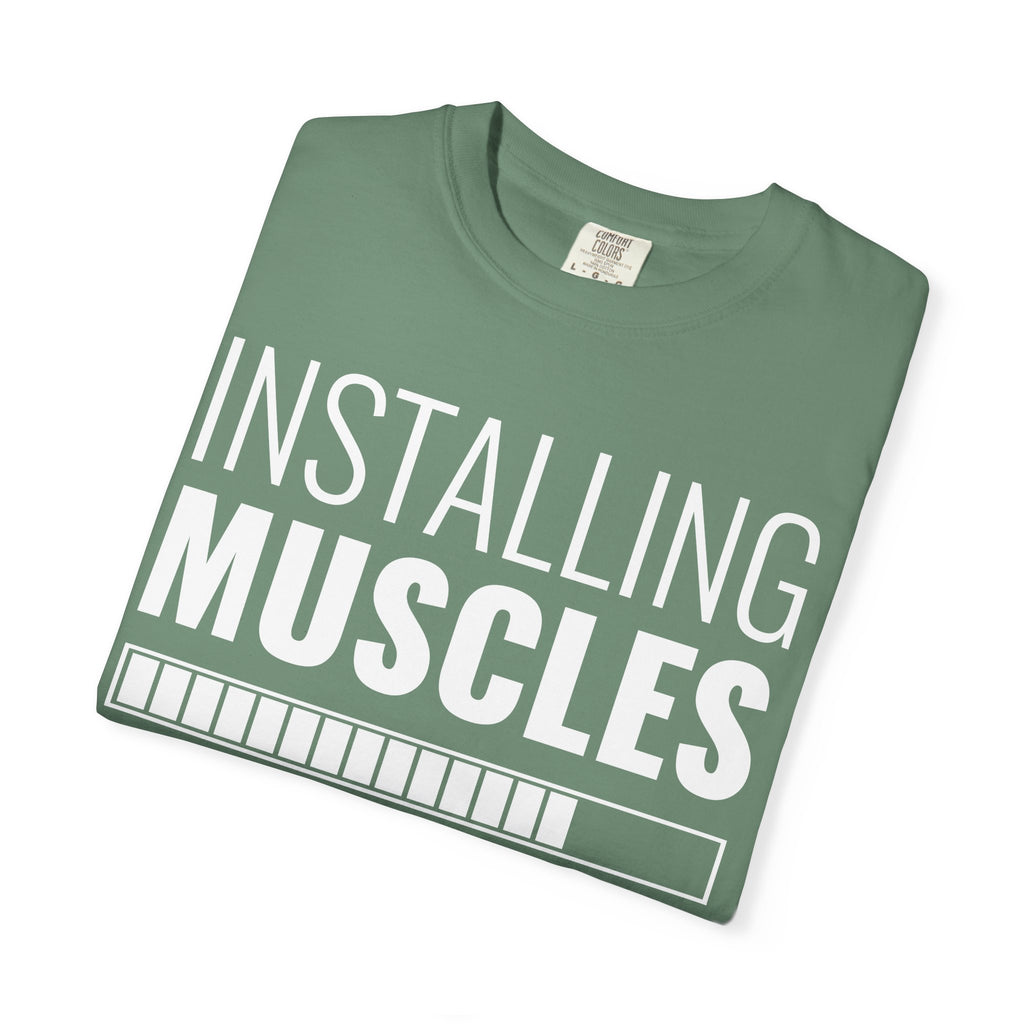 Installing Muscles Loading Bar T-Shirt - Funny Gym - Sinful Threads