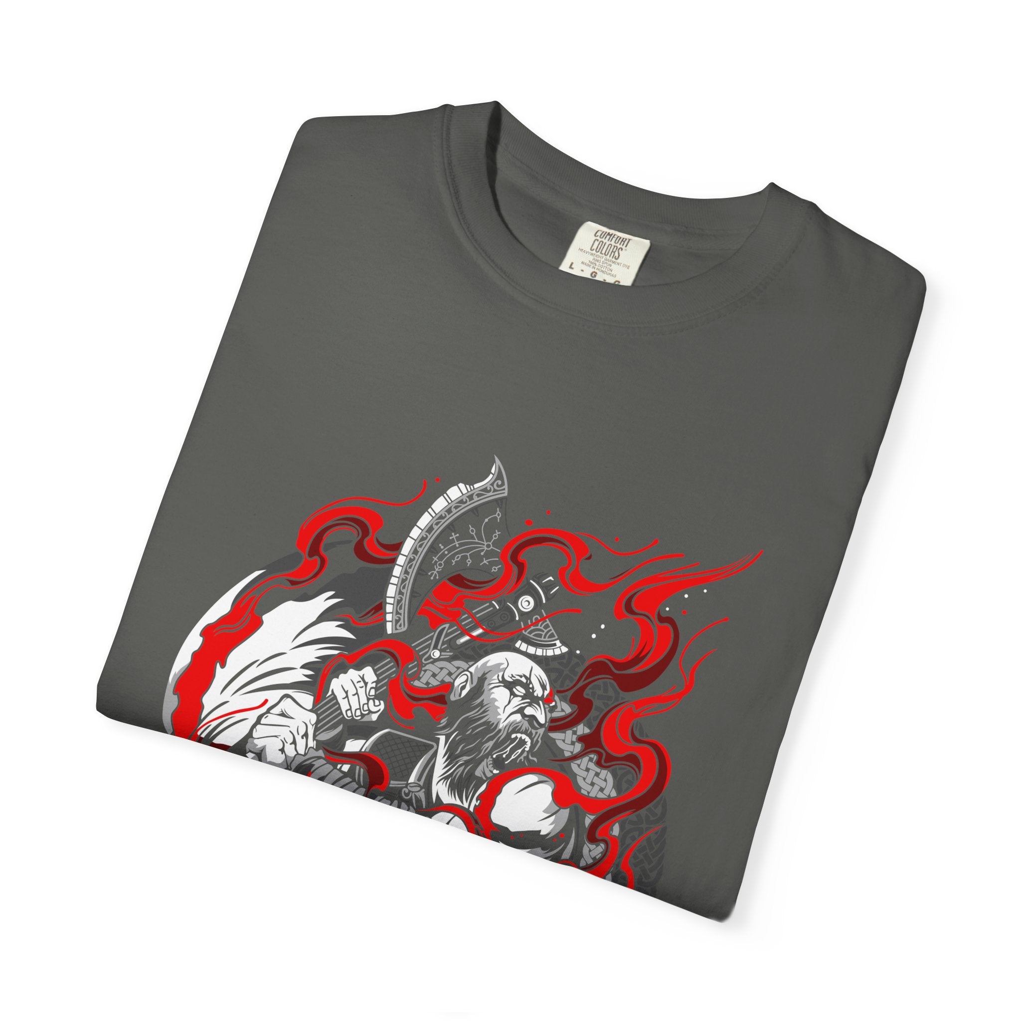 Viking Wolf Norse Pagan Tee Red Black Warrior - Sinful Threads