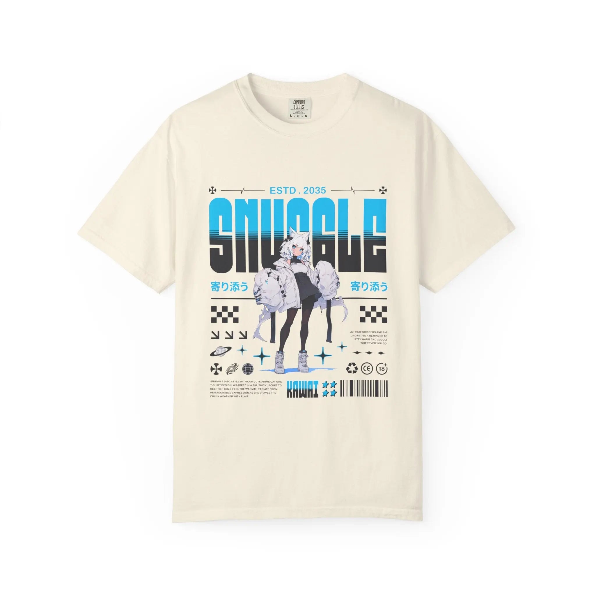 Kawaii Cat Girl Tee - Snuggle Manga Graphic - Cute Gift - Sinful Threads