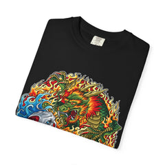 Japanese Dragon Tee - Fire Water Mythical - Koi Art Gift