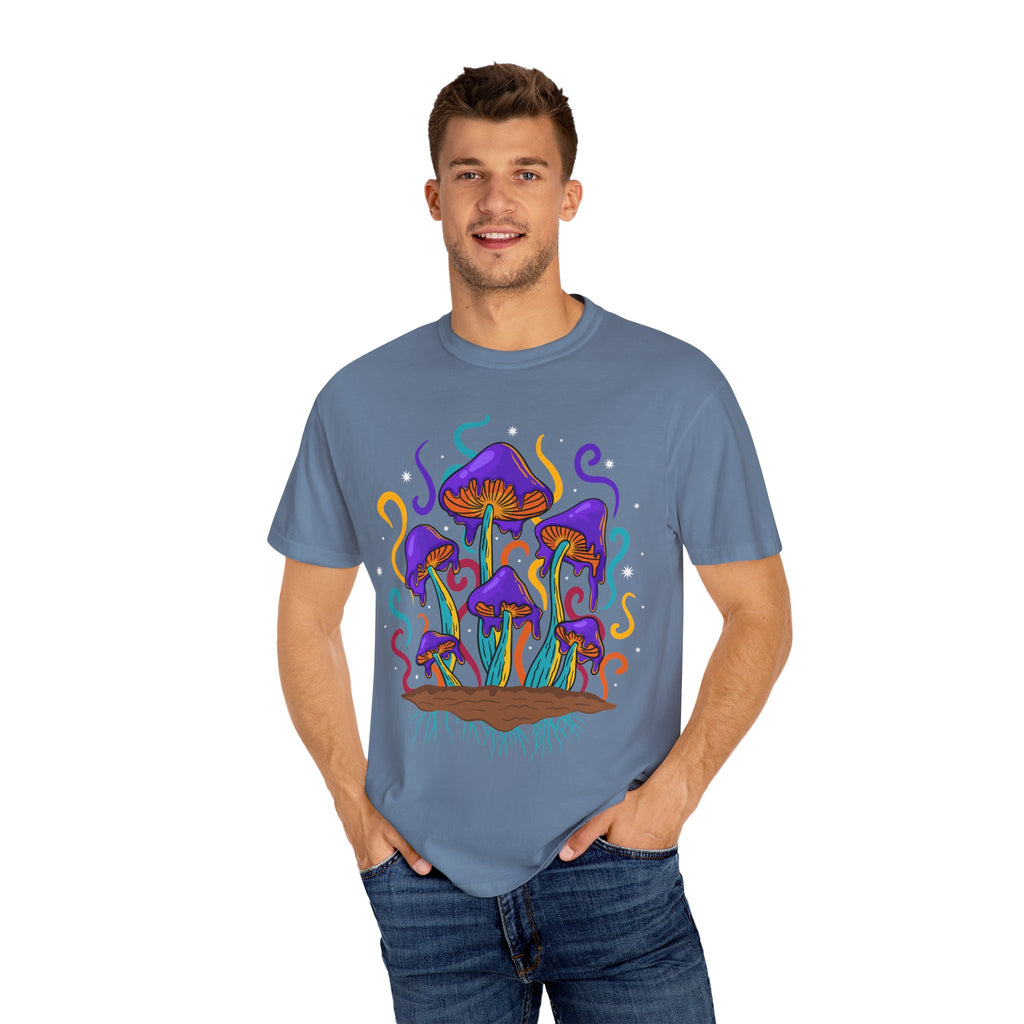 Psychedelic Mushroom Tee - Groovy Fungi Art Purple Gift - Sinful Threads