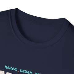 Never Give Up Groovy Tee - Retro Motivational Graphic Tee