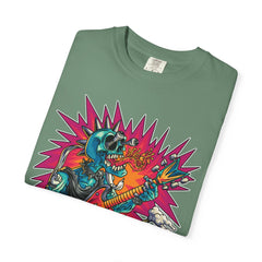 Rock Skull Guitarist Tee – Punk Metal Skeleton Shirt