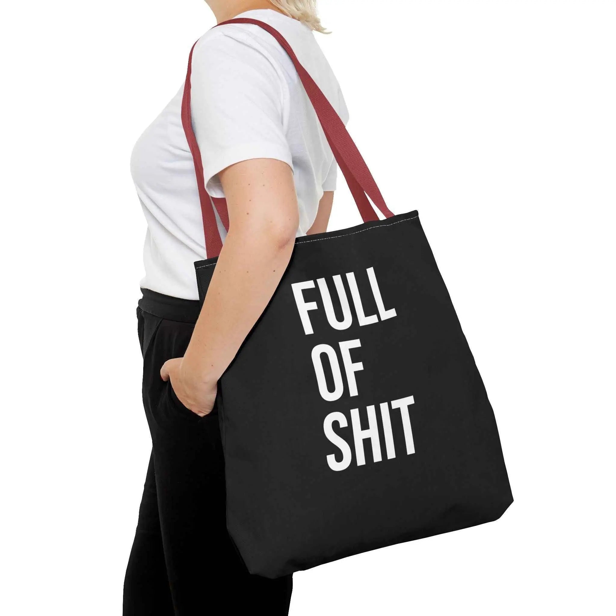 Sarcastic Canvas Tote Bag - Full Of Shit Funny Quote