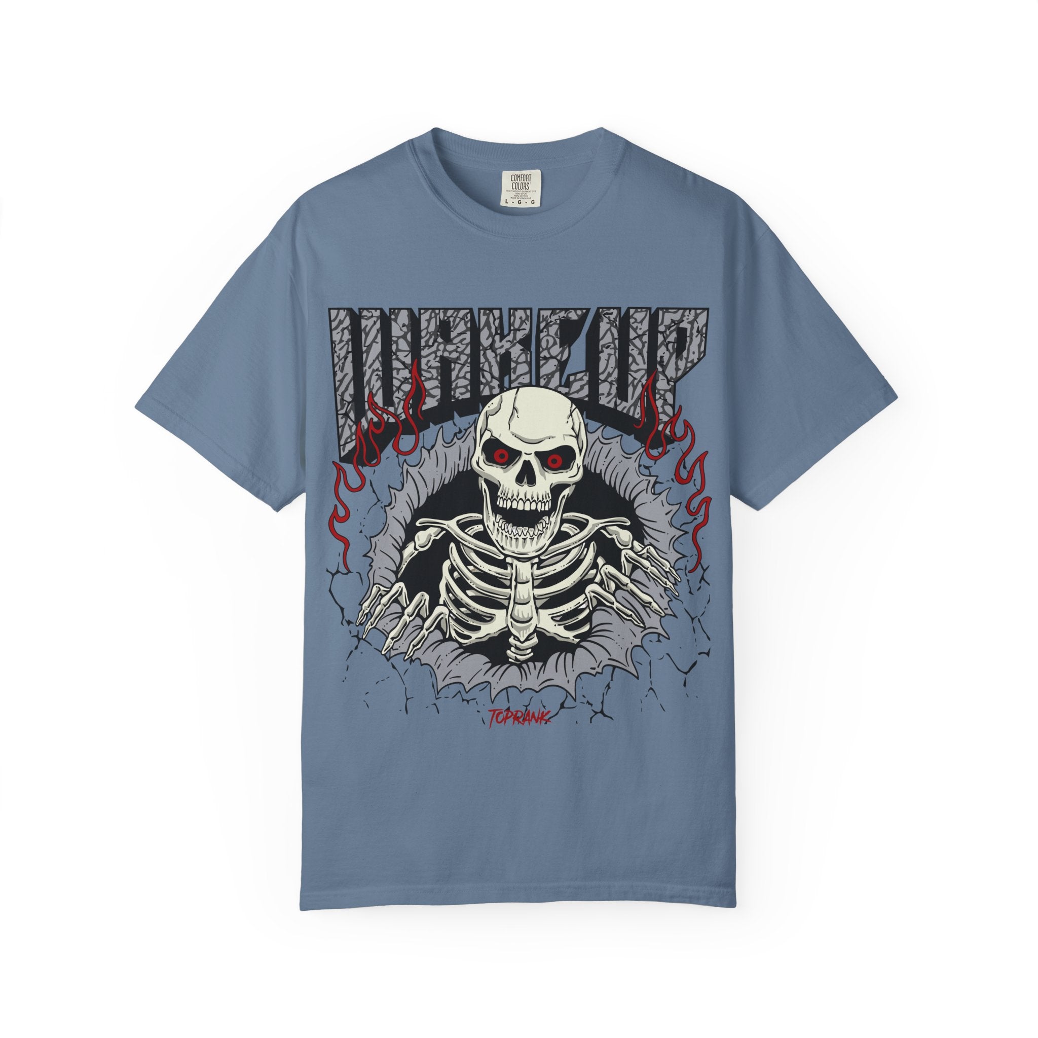 Skull Flame Shirt - Wake Up Fire Design Tee for Bold Style - Sinful Threads