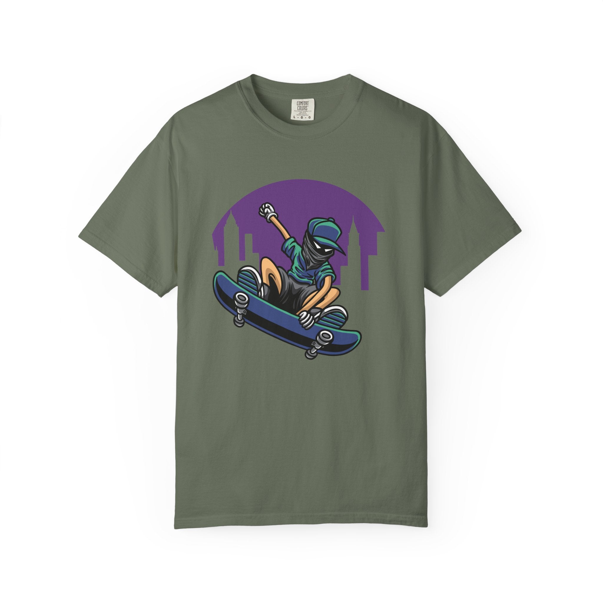 Cityscape Skateboarder Shirt - Urban Graphic Tee - Cool Gift - Sinful Threads