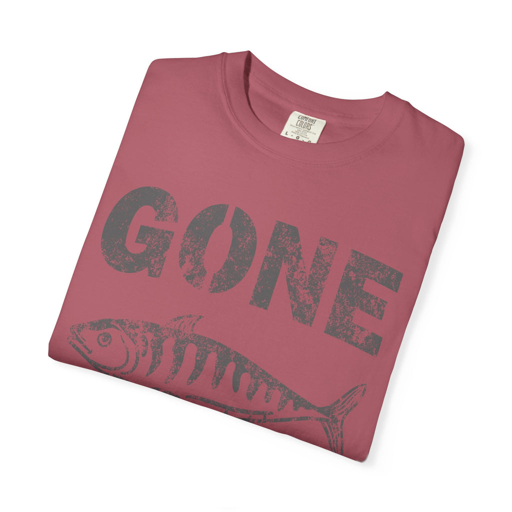Gone Fishing Design Featuring Fish Graphic Grunge Style T-Shirt - Sinful Threads