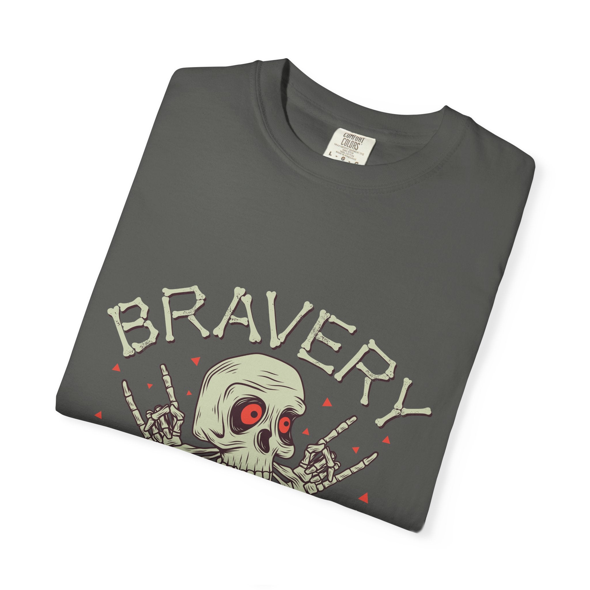 Funny Skull Shirt - Bravery Stupidity Tee - Cool Graphic - Sinful Threads