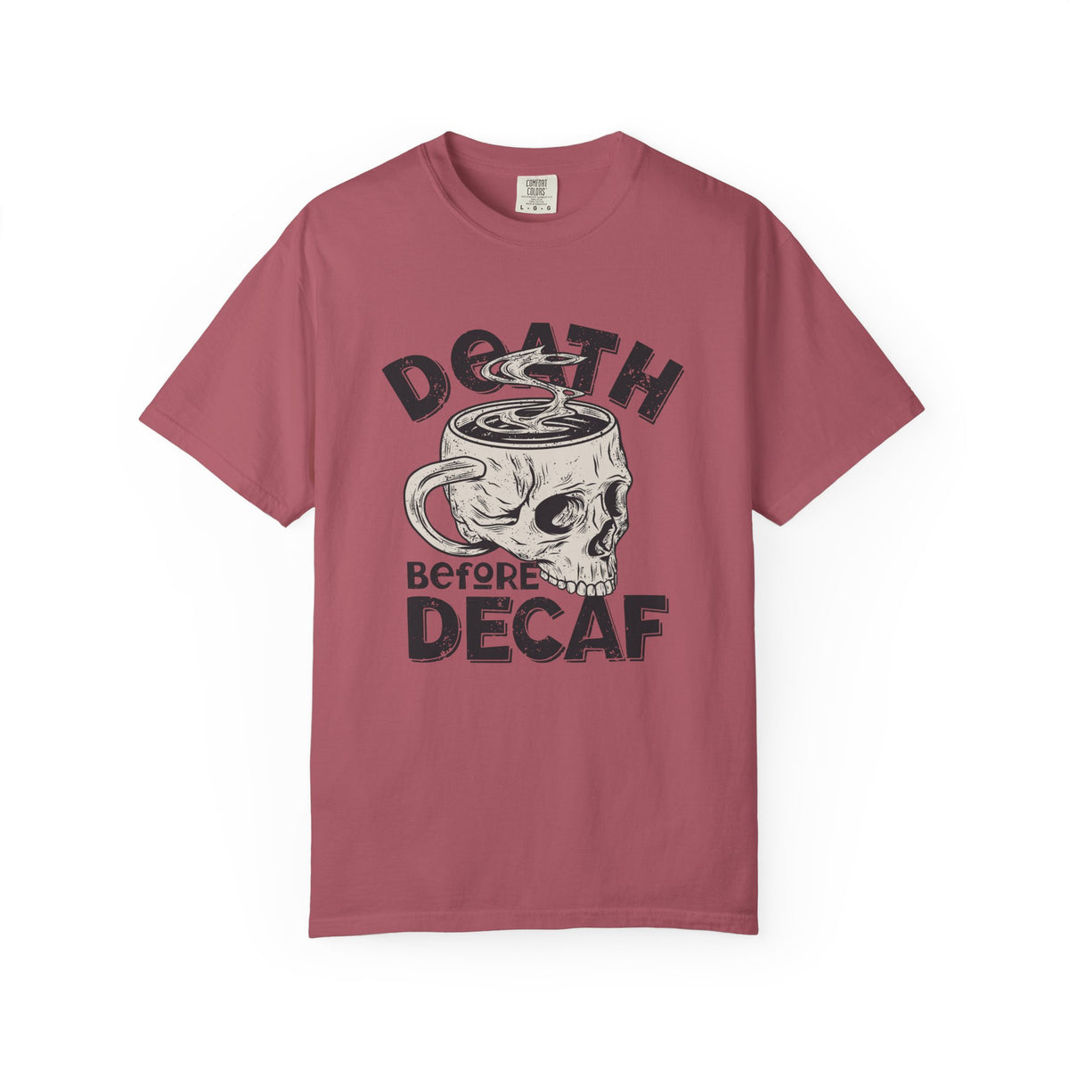 Coffee Skull Shirt - Death Before Decaf - Funny Caffeine Gift