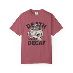 Coffee Skull Shirt - Death Before Decaf - Funny Caffeine Gift