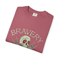Funny Skull Shirt - Bravery Stupidity Tee - Cool Graphic
