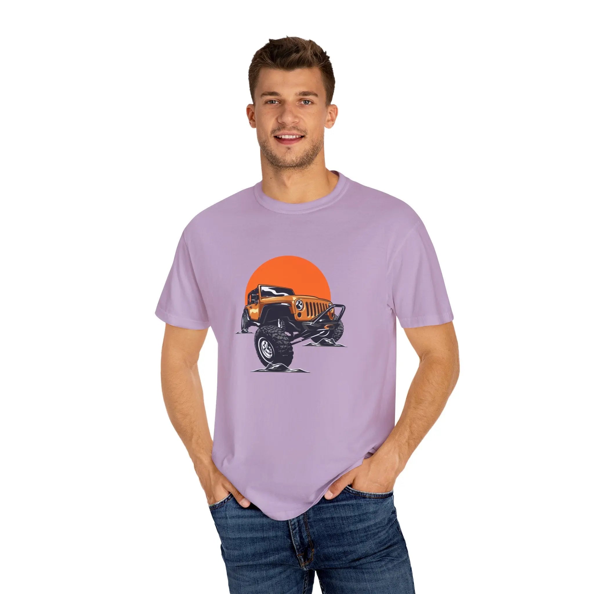 Adventurous Off Road Car Sunset Graphic Design T-Shirt - Sinful Threads