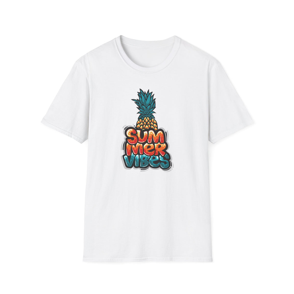 Bold Pineapple Print Tee - Summer Vibes Tropical Graphic