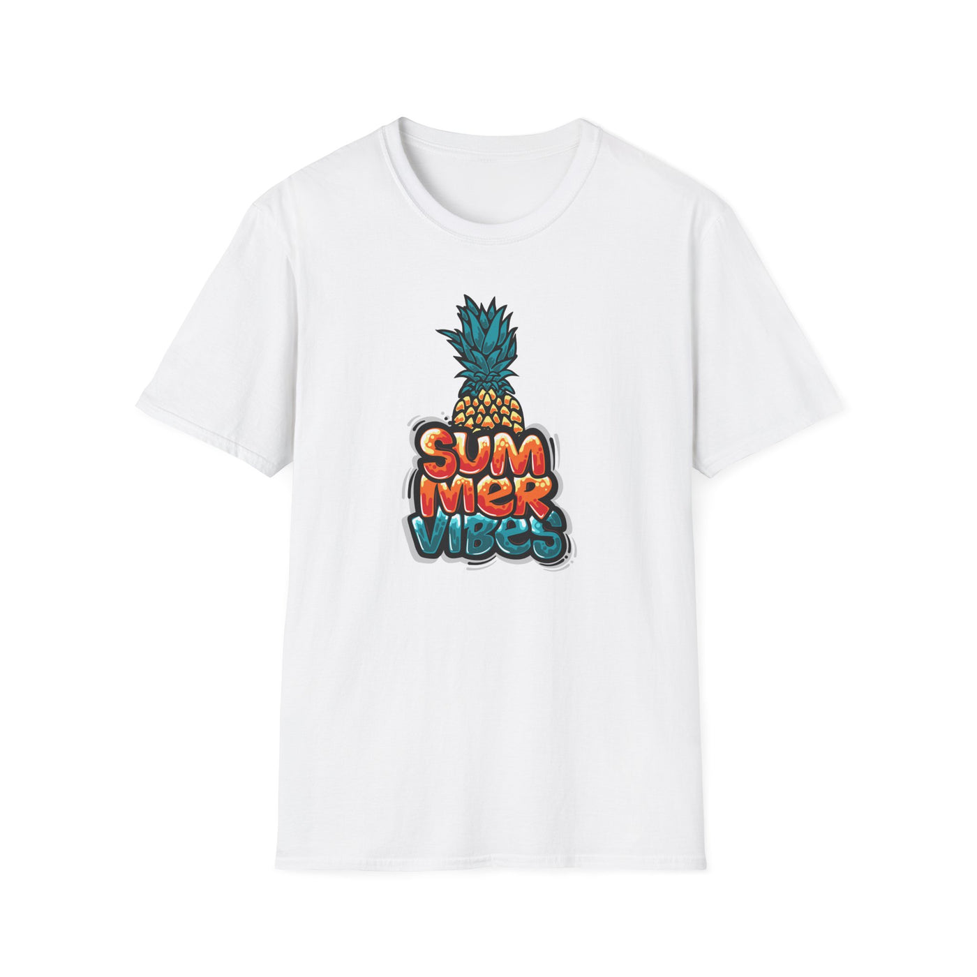 Bold Pineapple Print Tee - Summer Vibes Tropical Graphic - Sinful Threads