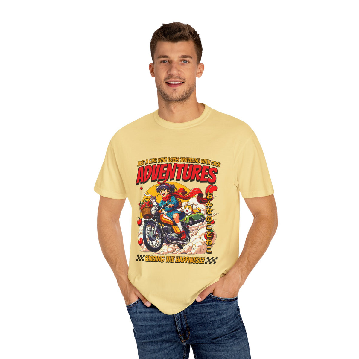 Cat Motorcycle Tee - Anime Adventure Top - Perfect Gift