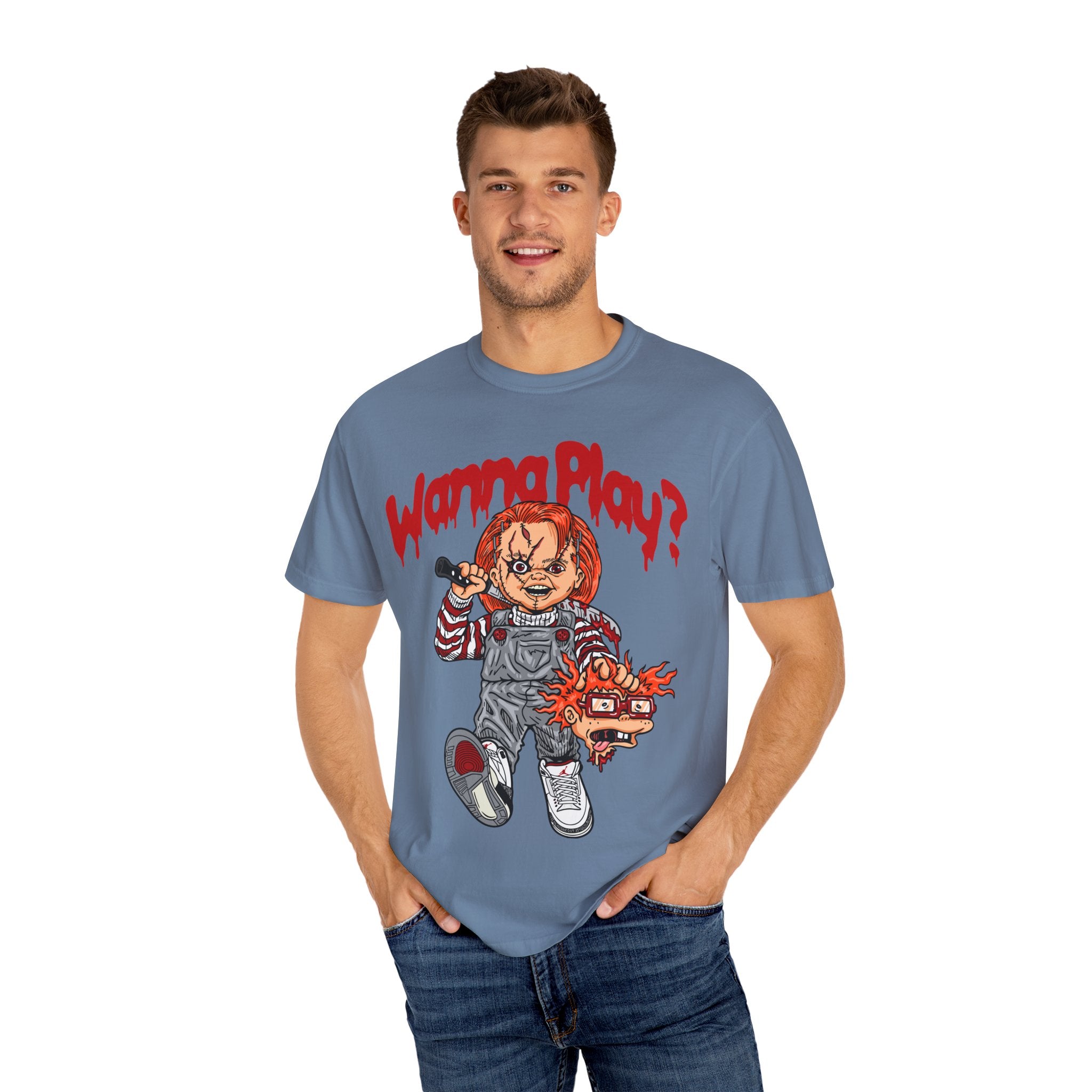 Chucky Doll Shirt - Wanna Play Horror Tee for Movie Fans - Sinful Threads