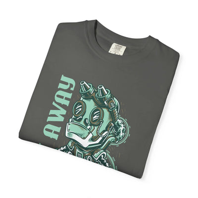 Fly Away Steampunk Robot With Japanese Text Design T-Shirt - Sinful Threads