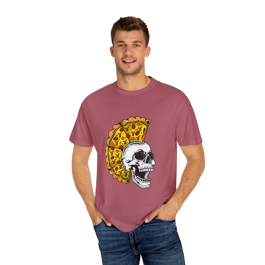 Pizza Mohawk Skull Funny Graphic Unique Design T-Shirt - Sinful Threads