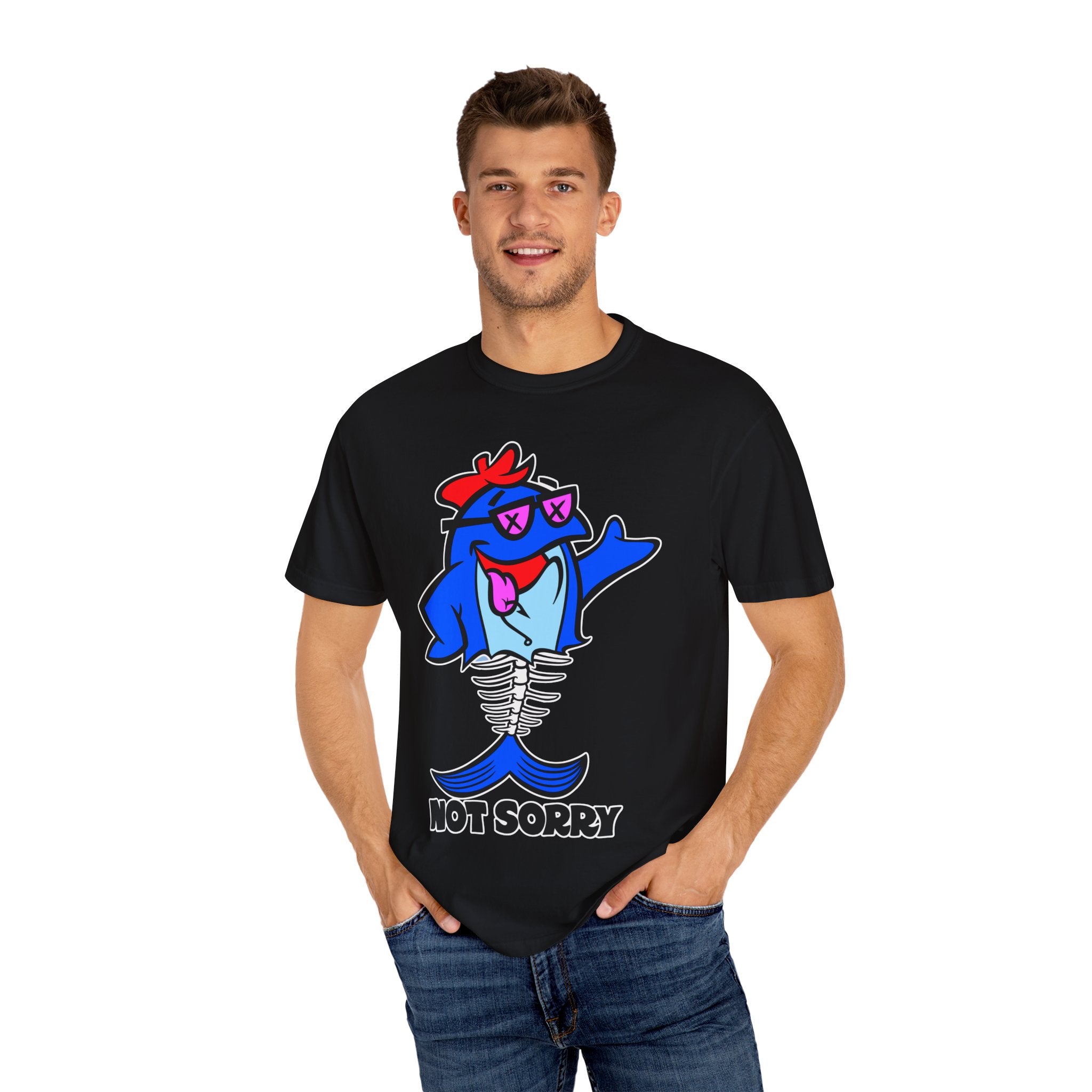 Funny Shark Shirt - Not Sorry Skeleton Design Tee - Sinful Threads