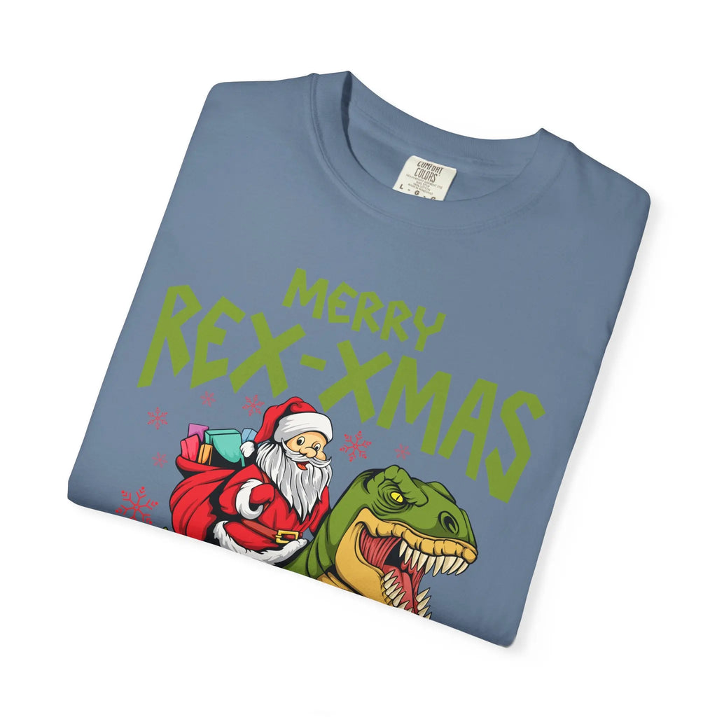 Merry Rex Xmas Tee - Funny Santa Dinosaur Gift - Sinful Threads