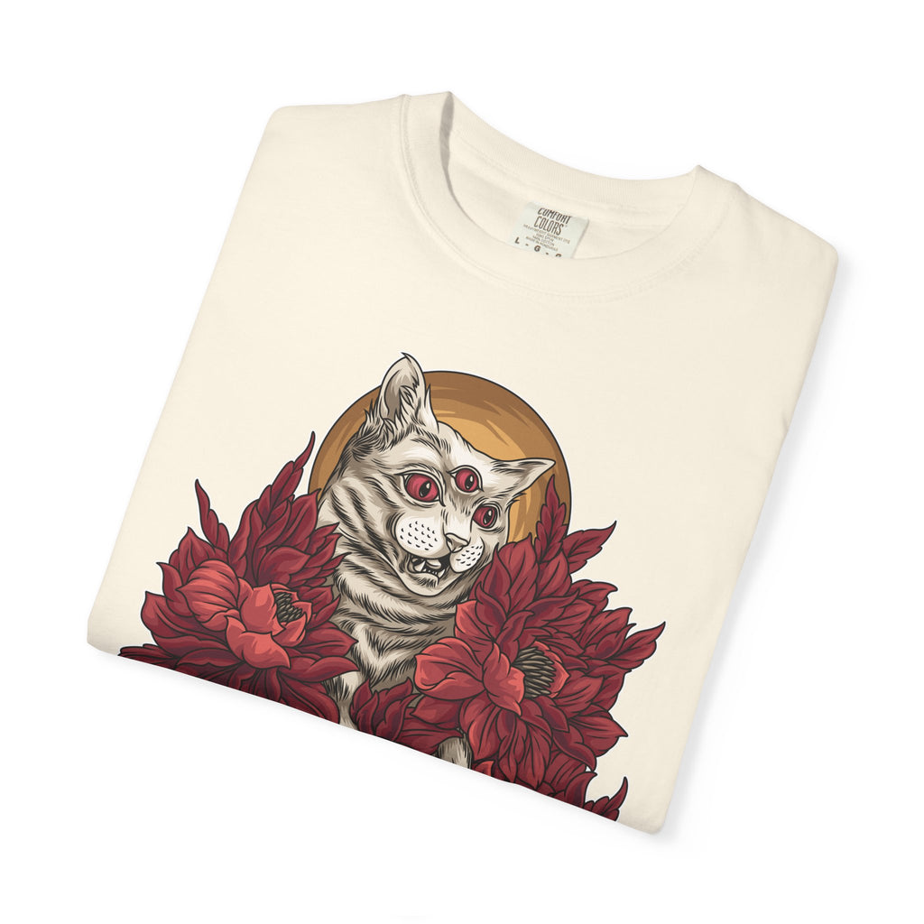 Occult Cat Tee - Weirdcore Ouija Shirt - Floral Graphic - Sinful Threads