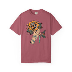 Tattoo Rose Shirt - Hand Holding Flower Tee, Artistic Gift