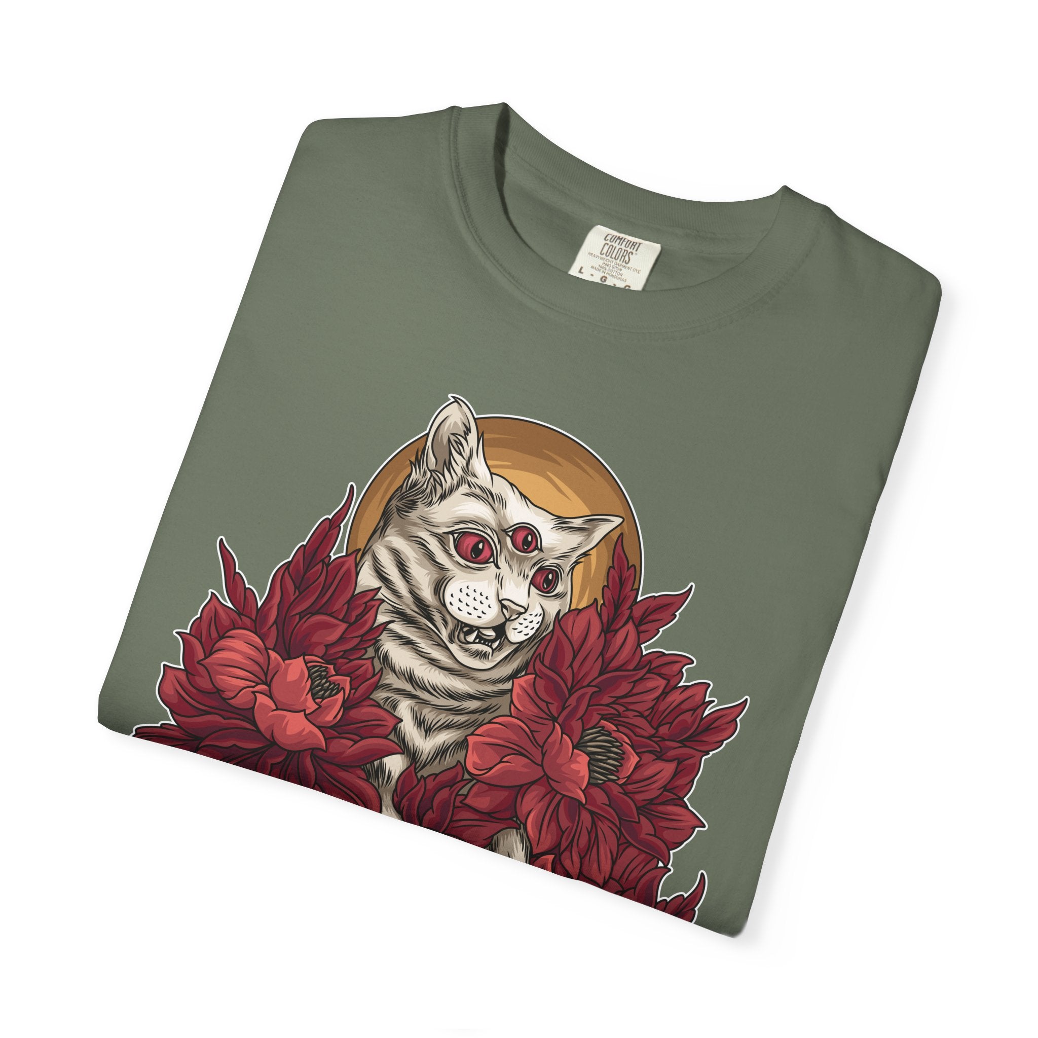 Occult Cat Tee - Weirdcore Ouija Shirt - Floral Graphic - Sinful Threads