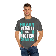 Heavy Weights Protein Shakes Gym Workout T-Shirt for Lifters