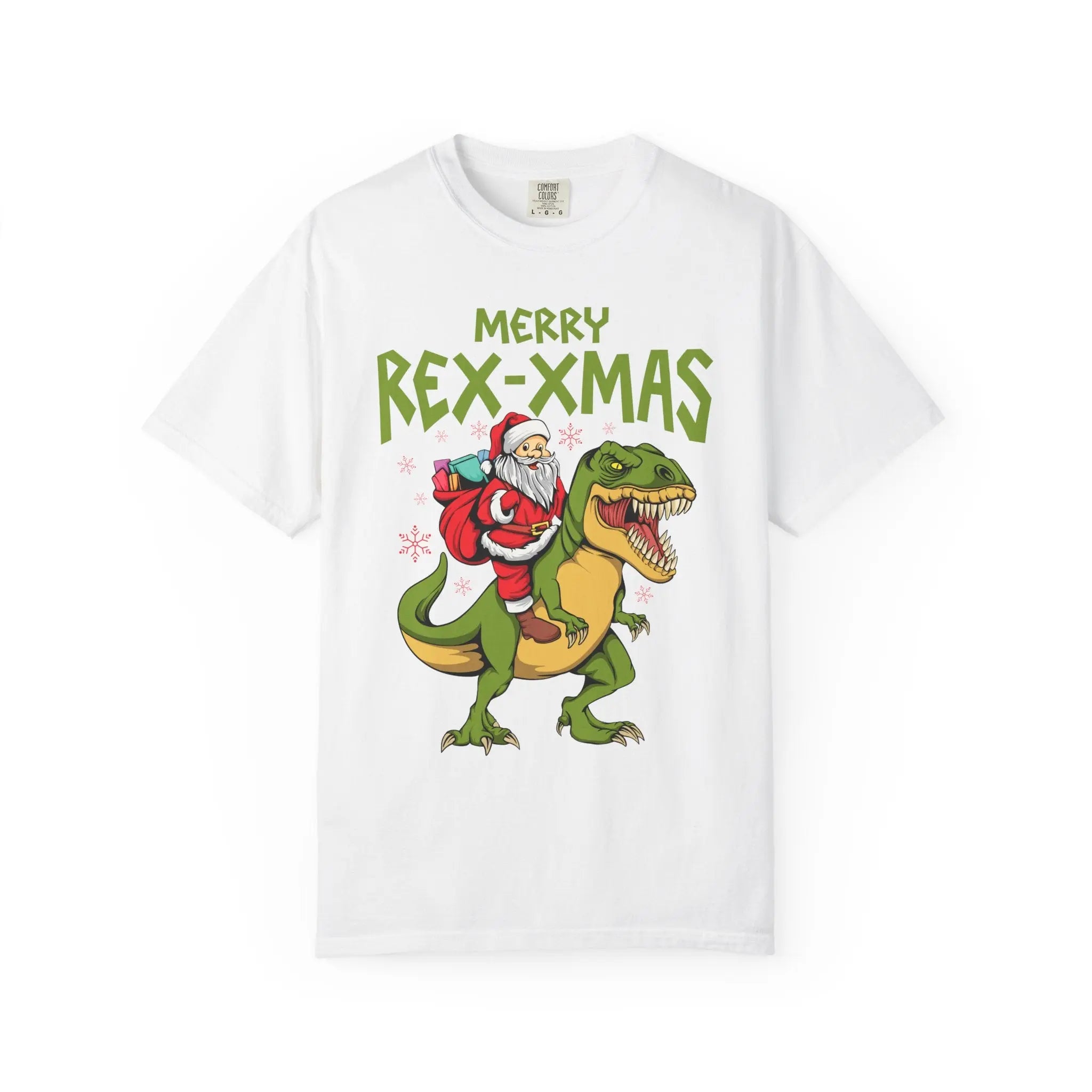 Merry Rex Xmas Tee - Funny Santa Dinosaur Gift - Sinful Threads