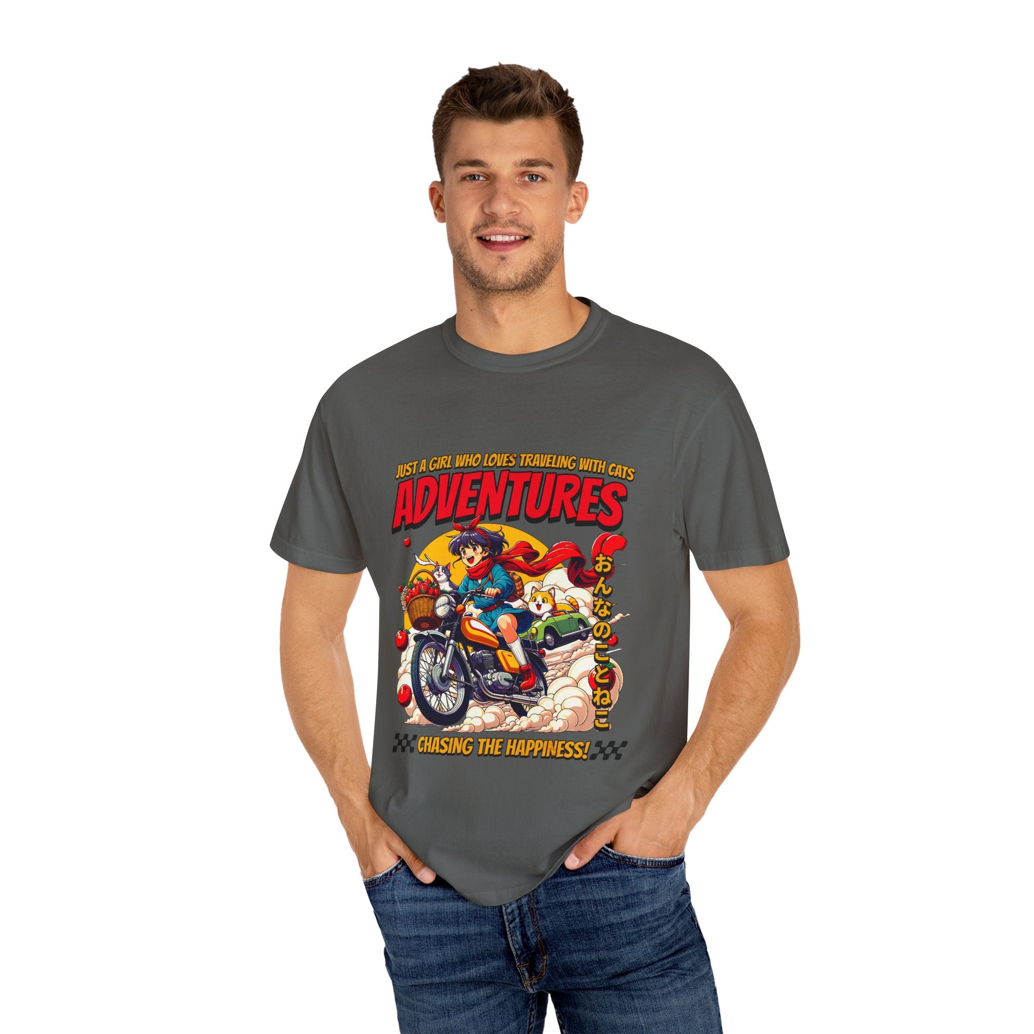 Cat Motorcycle Tee - Anime Adventure Top - Perfect Gift - Sinful Threads