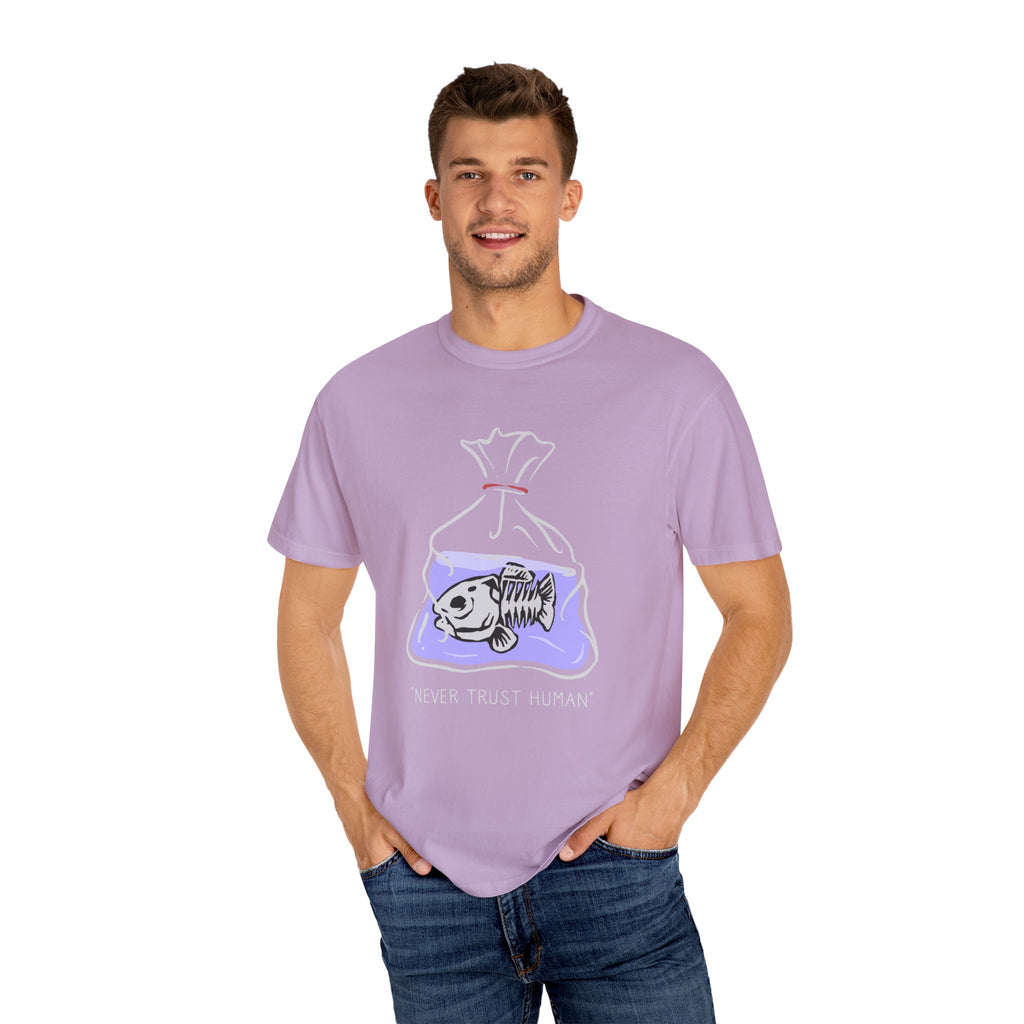 Never Trust Human Fish Bones Drawing Design T-Shirt - Sinful Threads