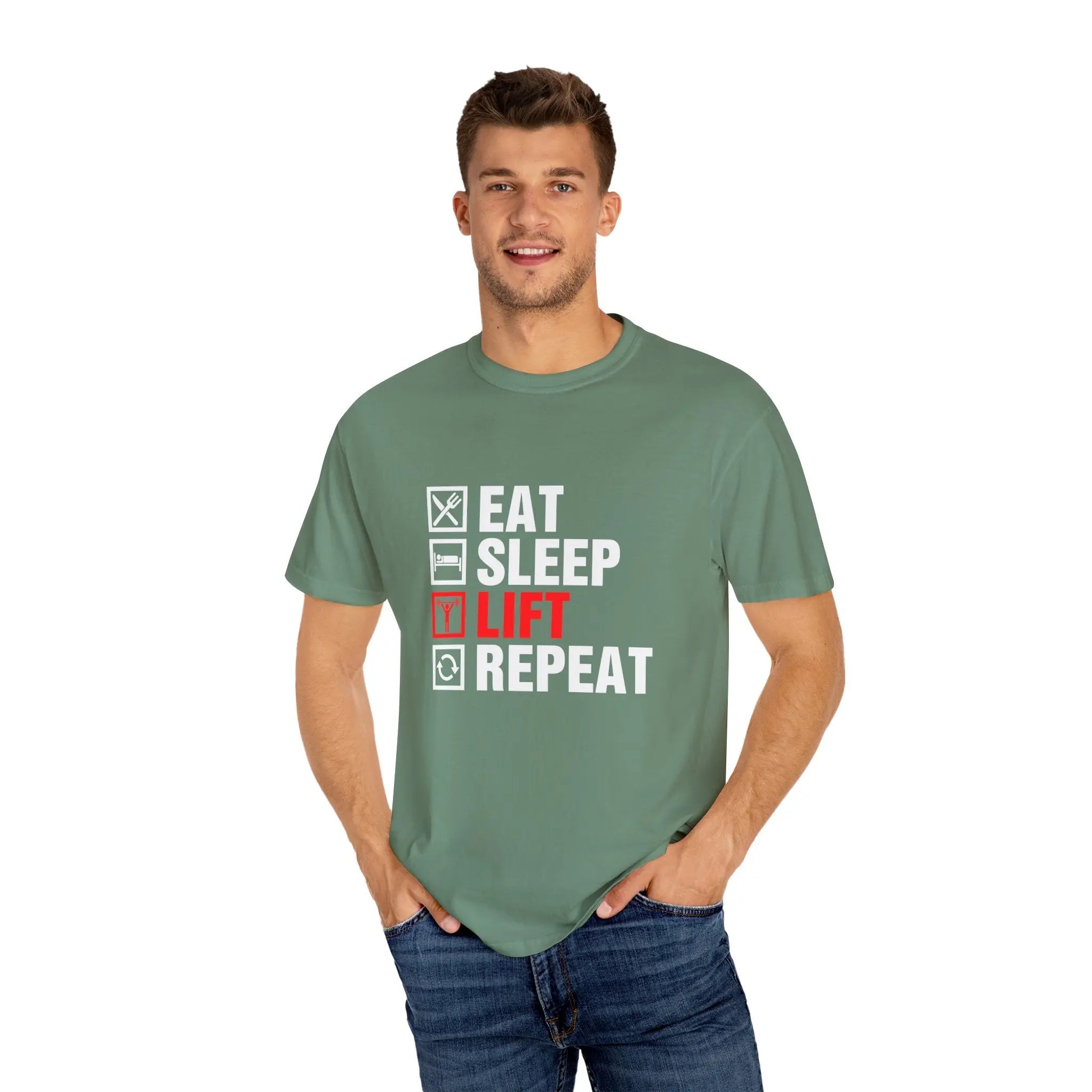 Eat Sleep Lift Repeat Fitness Training Motivation T-Shirt Printify