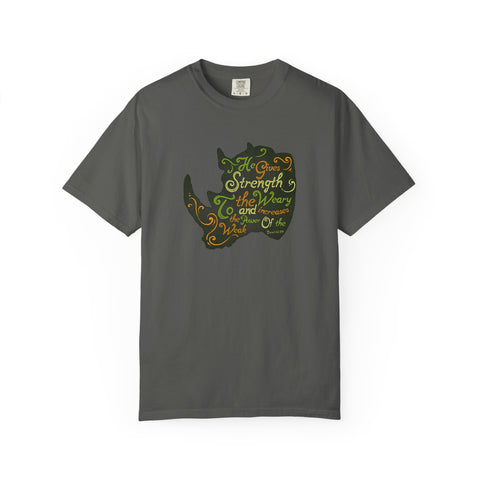 He Gives Strength to the Weary Rhino T-Shirt - Sinful Threads