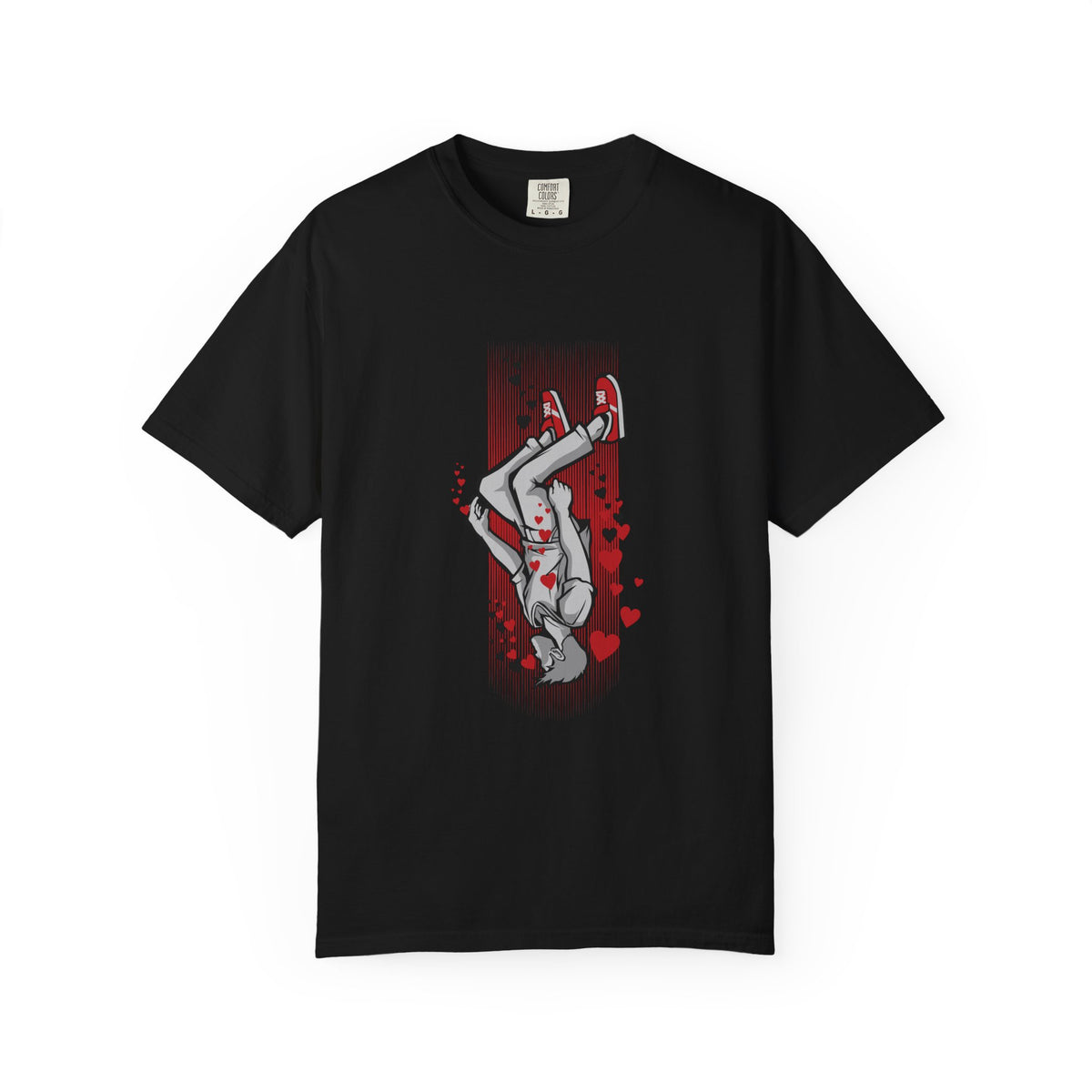 Upside Down Man with Hearts Valentines Style T-Shirt - Sinful Threads
