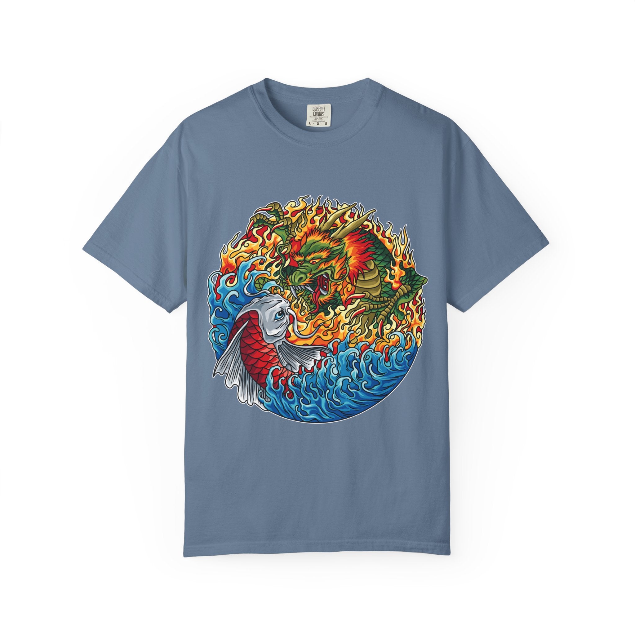Japanese Dragon Tee - Fire Water Mythical - Koi Art Gift - Sinful Threads