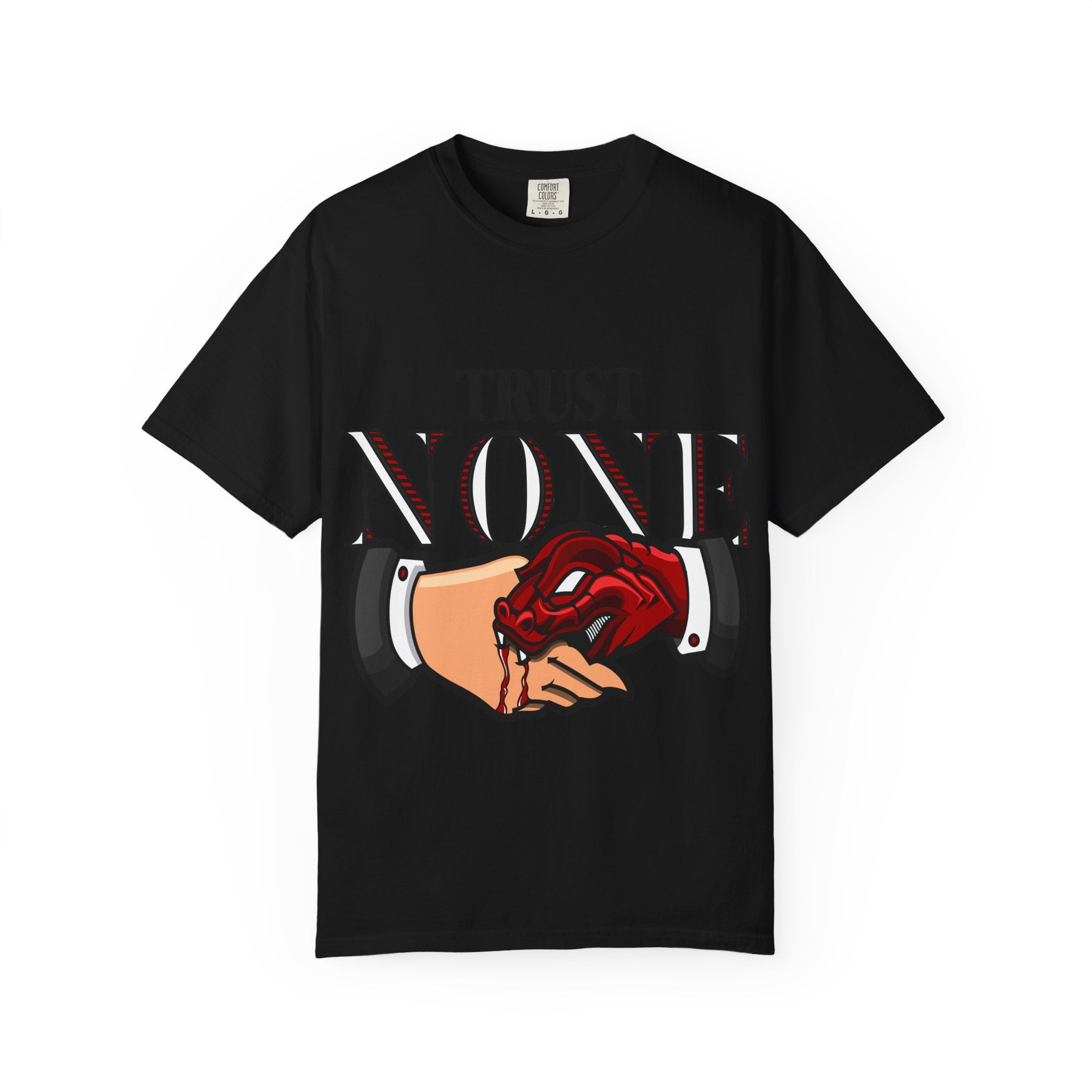 Trust None Tee – Snake Handshake Dark Streetwear - Sinful Threads