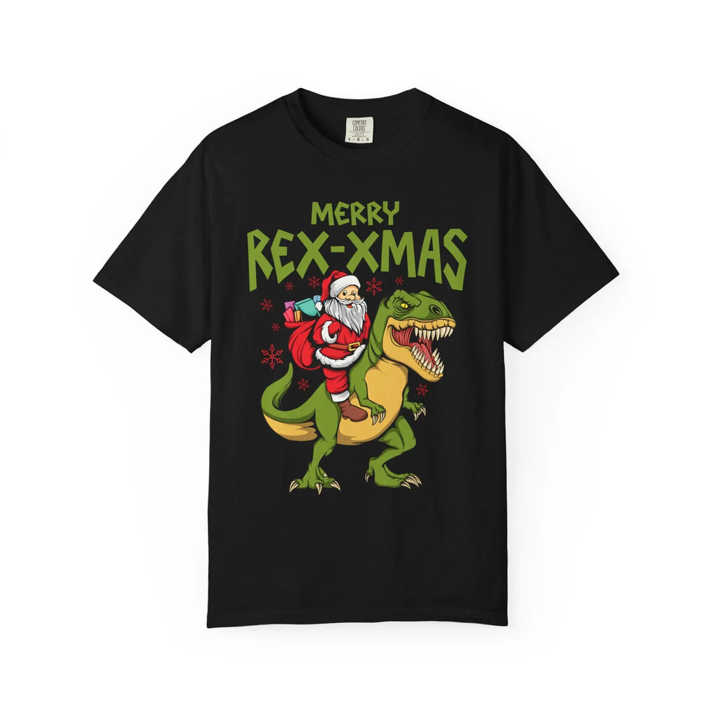 Merry Rex Xmas Tee - Funny Santa Dinosaur Gift - Sinful Threads
