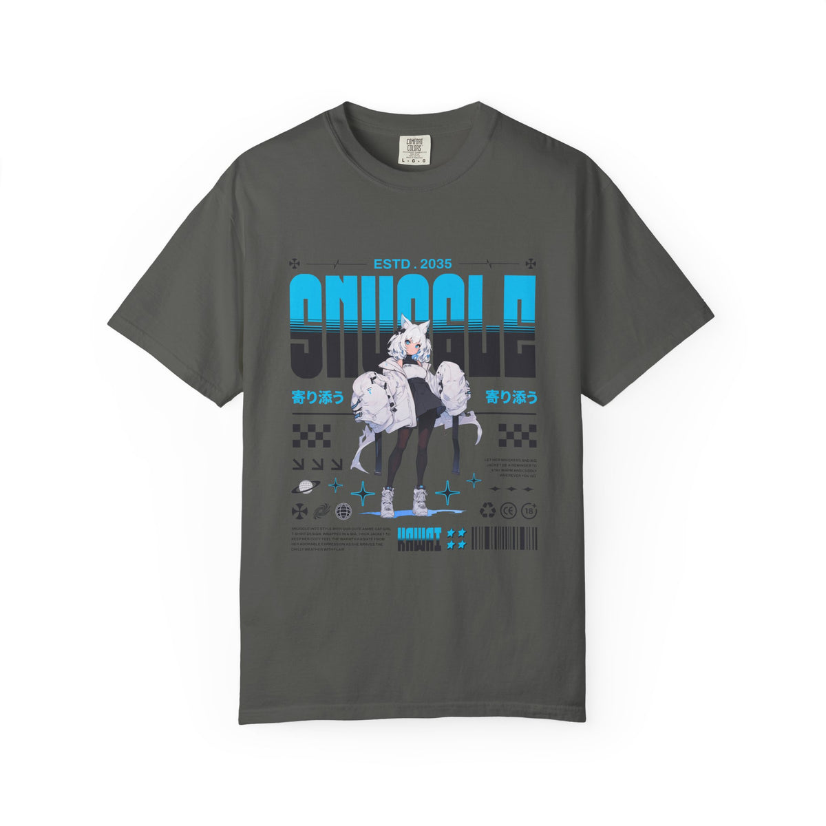 Kawaii Cat Girl Tee - Snuggle Manga Graphic - Cute Gift